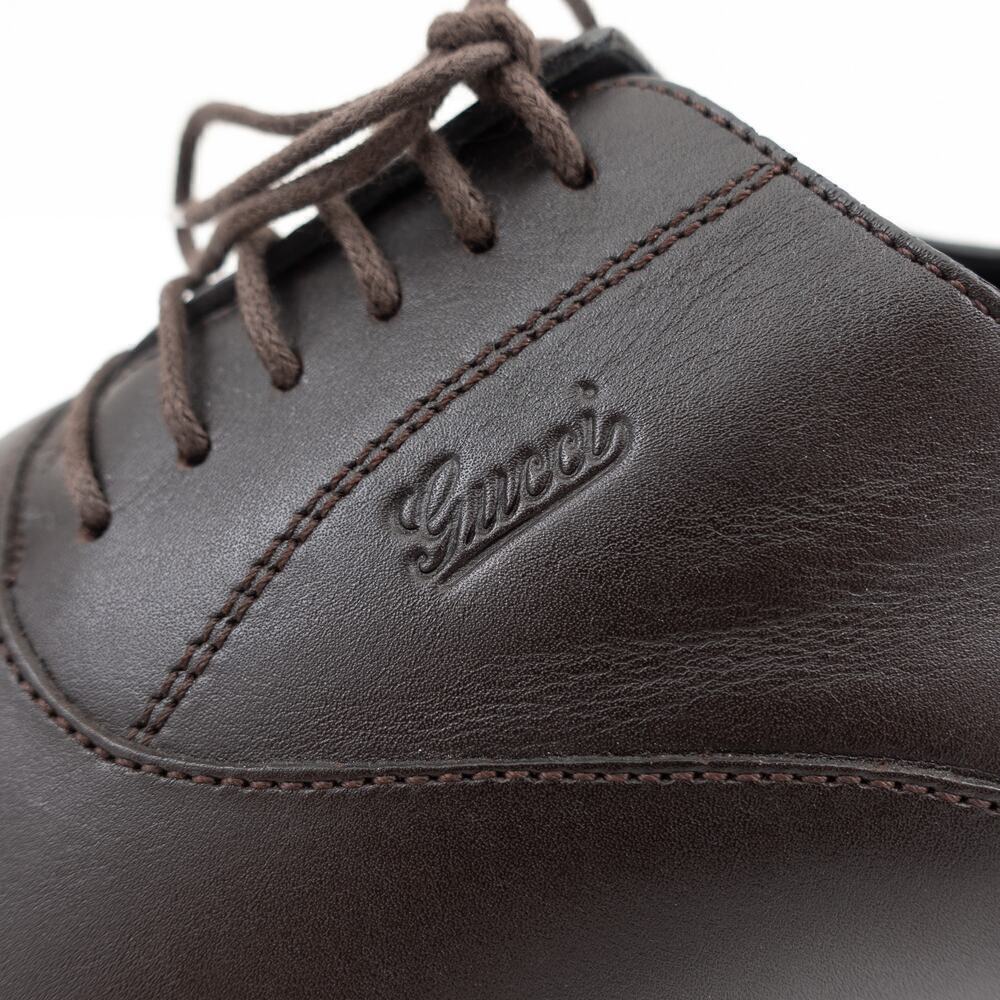 GUCCI Leather Lace-Up Shoes Men's 7.5 Brown - Picture 6 of 9